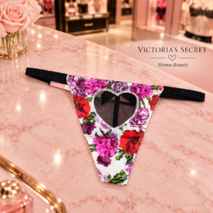 🌸 Victoria’s Secret – флорални прашки с ефектно сърце и черни детайли