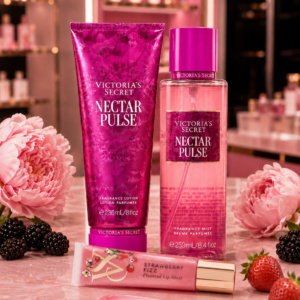 🎀Лосион & Спрей за тяло "Nectar Pulse" & Гланц за устни & Кутия  VS