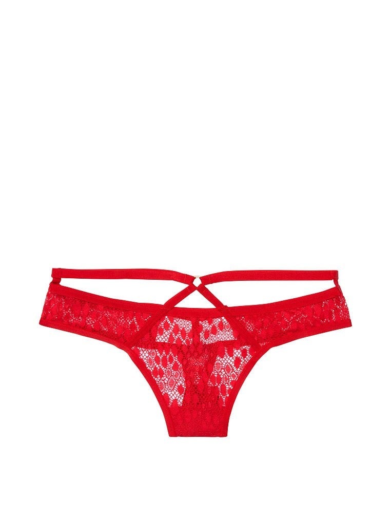 Червени дантелени прашки Victoria’s Secret Very Sexy с декоративни ленти - Image 3